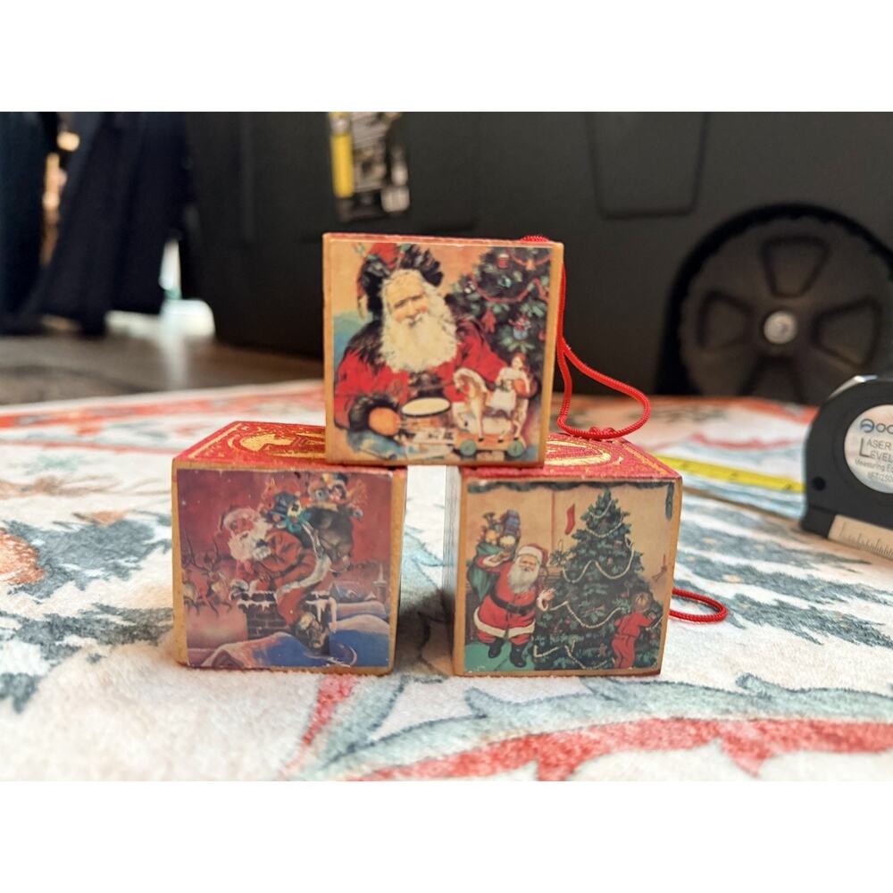 Santa Children's Letter Block Cube A B Lot of 3 Christmas Ornament Decoration